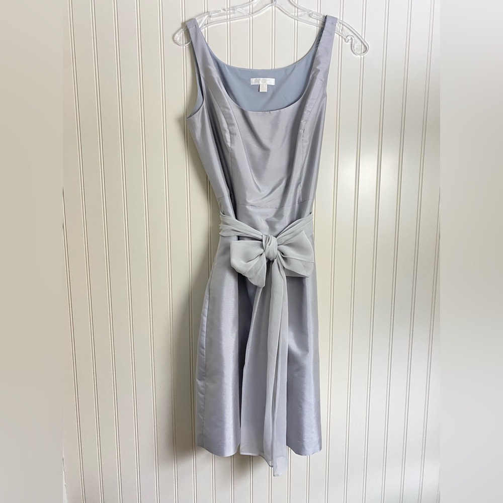 Ann Taylor silk dress with side pockets and a silk belt/scarf.
